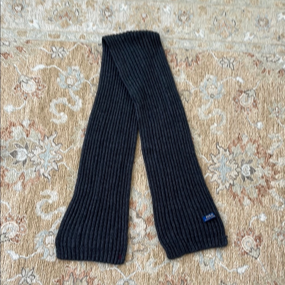 Ralph Lauren Grey Ribbed Wool Knit Scarf
